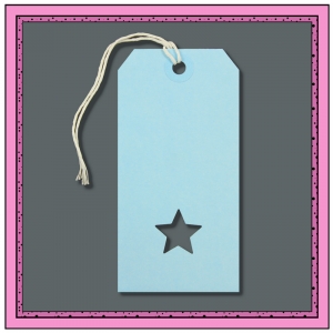 Blue Boys Gift Tags with Punched STAR 120mm x 60mm - Pack 10