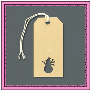 Buff Gift Tags with Punched SNOWMAN Shape 96mm x 48mm - Pack 10